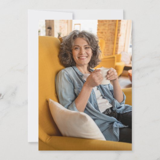 Marine Blauw Goud Bloemen Pensioen Party Foto Kaart (Achterkant)