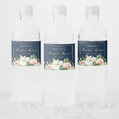 Marine Blauw Goud Blush Douche Water Fles Label Waterfles Etiket (Flessen)