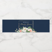 Marine Blauw Goud Blush Douche Water Fles Label Waterfles Etiket (Enkel label)