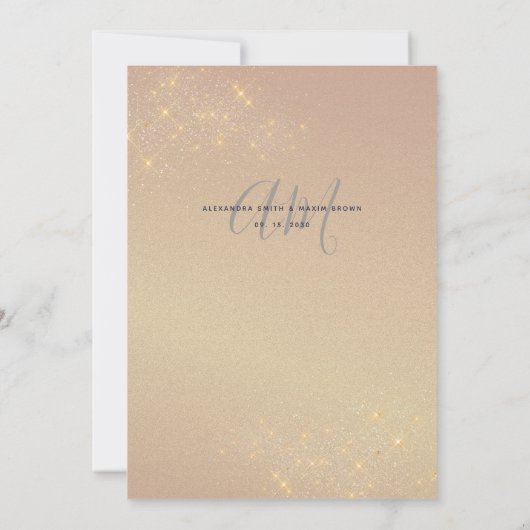 Marine Blauw Goud bruiloft receptie uitnodiging (Achterkant)