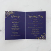 Marine Blauw & Goud Bruiloft Uitnodiging & Program (Binnen)