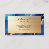 Marine Blauw Goud Chique Marmer Agaat Visitekaartje (Achterkant)