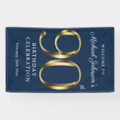 Marine Blauw Goud Custom 90e Verjaardagsfeestje We Spandoek (Horizontaal)
