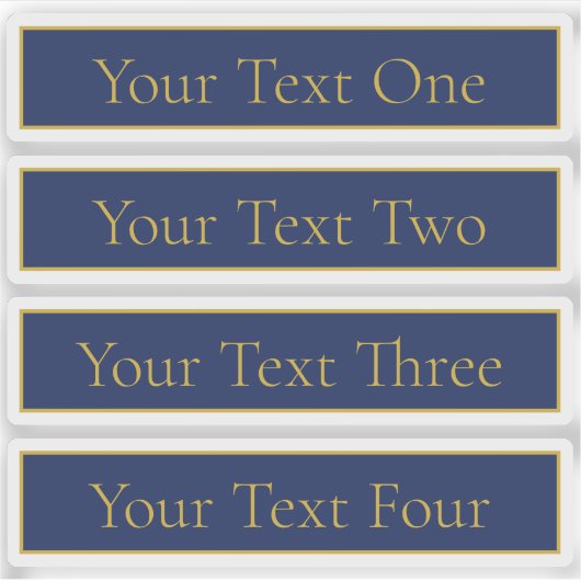 Marine Blauw Goud Duidelijke Transparante Naam of  Sticker (Voorkant)