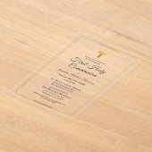 Marine Blauw Goud Eerste Heilige Communie Jongen Acryl Uitnodigingen (Laagn)