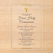 Marine Blauw Goud Eerste Heilige Communie Jongen Acryl Uitnodigingen (Voorkant)