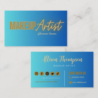 Marine blauw goud elegante make-up artiest visitekaartje