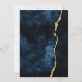Marine Blauw Goud Folie Agaat Gilt Bruiloft Uitnod Kaart (Achterkant)
