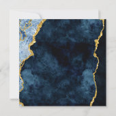 Marine Blauw Goud Folie Agaat Gilt Bruiloft Uitnod Kaart (Achterkant)