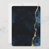 Marine Blauw Goud Folie Agaat Gilt Bruiloft Uitnod Kaart (Achterkant)