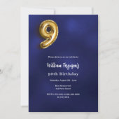 Marine blauw goud foto 90ste verjaardag kaart (Voorkant)
