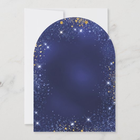 Marine blauw goud glitter ballonnen boog verjaarda kaart (Achterkant)