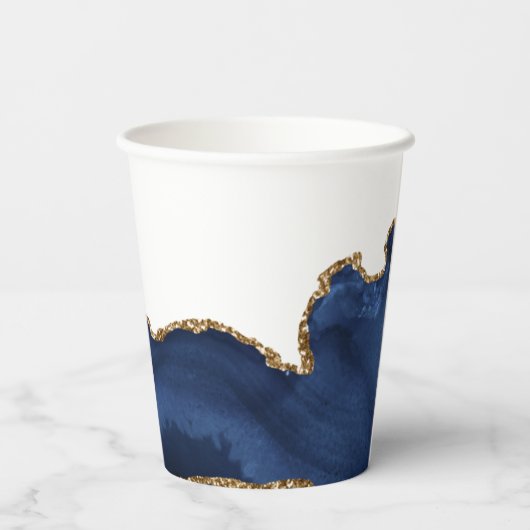 Marine Blauw Goud Kruis Custom Bevestiging Partij Papieren Bekers (Achterkant)