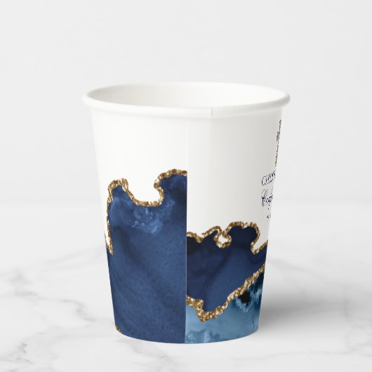 Marine Blauw Goud Kruis Custom Bevestiging Partij Papieren Bekers (Rechts)