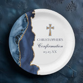 Marine Blauw Goud Kruis Custom Bevestiging Partij Papieren Bordje