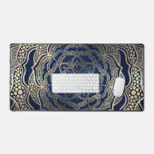 Marine Blauw & Goud Mandala Luxe Reiki Yoga Studio Bureaumat (Keyboard & Muis)