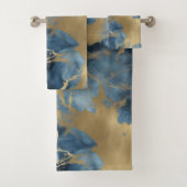 Marine Blauw Goud Marmer Bad Handdoek (Insitu)