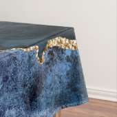 Marine Blauw Goud Marmer Monogram Naam Tafelkleed (Voorbeeld)