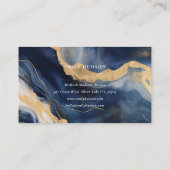 Marine Blauw Goud Marmer Visitekaartje (Achterkant)