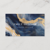 Marine Blauw Goud Marmer Visitekaartje (Voorkant)