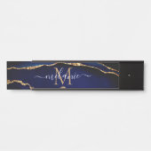 Marine Blauw Goud Marmeren Deurteken Aangepaste Na Deurbordje (Voorkant)