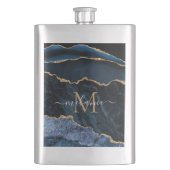 Marine Blauw Goud Marmeren Kolf Gepersonaliseerd Flacon (Voorkant)
