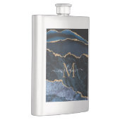 Marine Blauw Goud Marmeren Kolf Gepersonaliseerd Flacon (Rechts)