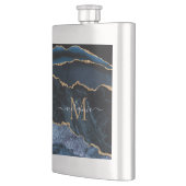 Marine Blauw Goud Marmeren Kolf Gepersonaliseerd Flacon (Links)