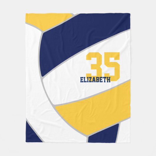 Marine Blauw Goud Meisjes Jongens Ginormus Volleyb Fleece Deken (Voorkant)