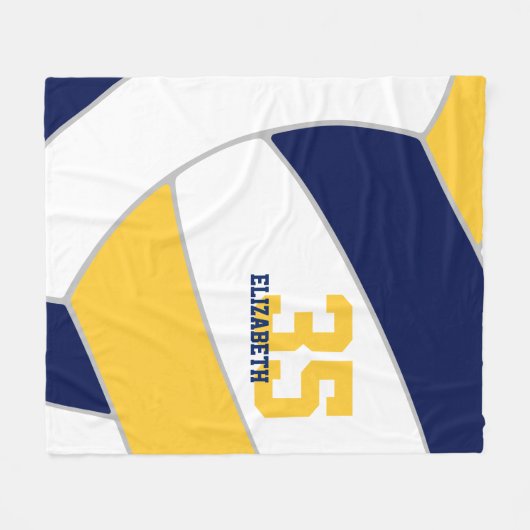 Marine Blauw Goud Meisjes Jongens Ginormus Volleyb Fleece Deken (Voorkant (Horizontaal))