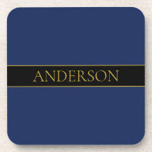 Marine Blauw & Goud Naam Achternaam of Bedrijf