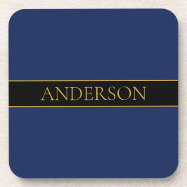 Marine Blauw & Goud Naam Achternaam of Bedrijf Bier Onderzetter