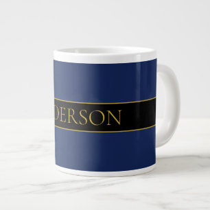 Marine Blauw & Goud Naam Achternaam of Bedrijf Grote Koffiekop