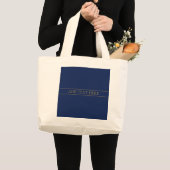 Marine Blauw & Goud Naam Achternaam of Bedrijf Grote Tote Bag (Voorkant (product))