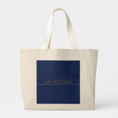 Marine Blauw & Goud Naam Achternaam of Bedrijf Grote Tote Bag (Achterkant)