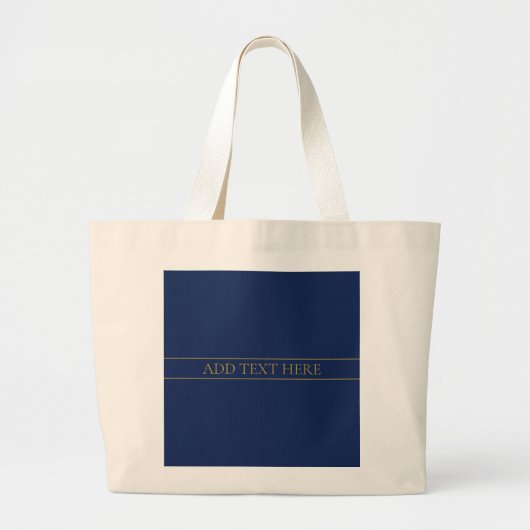 Marine Blauw & Goud Naam Achternaam of Bedrijf Grote Tote Bag (Voorkant)