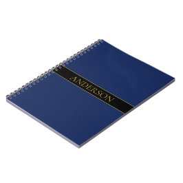 Marine Blauw & Goud Naam Achternaam of Bedrijf Notitieboek