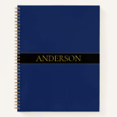 Marine Blauw & Goud Naam Achternaam of Bedrijf Notitieboek (Voorkant)
