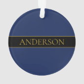 Marine Blauw & Goud Naam Achternaam of Bedrijf Ornament (achterkant)