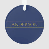 Marine Blauw & Goud Naam Achternaam of Bedrijf Ornament (achterkant)