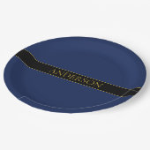 Marine Blauw & Goud Naam Achternaam of Bedrijf Papieren Bordje (Gekanteld)