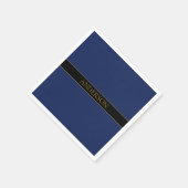 Marine Blauw & Goud Naam Achternaam of Bedrijf Servet (Hoek)