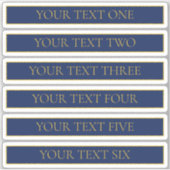 Marine Blauw & Goud Naam Achternaam of Bedrijf Sticker (Voorkant)