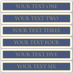 Marine Blauw & Goud Naam Achternaam of Bedrijf Sticker