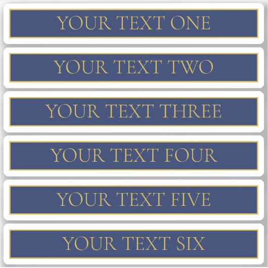 Marine Blauw & Goud Naam Achternaam of Bedrijf Sticker (Voorkant)