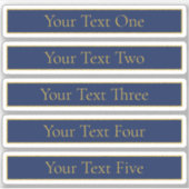 Marine Blauw & Goud Naam Achternaam of Bedrijf Sticker (Voorkant)