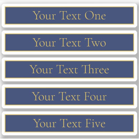 Marine Blauw & Goud Naam Achternaam of Bedrijf Sticker (Voorkant)