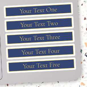 Marine Blauw & Goud Naam Achternaam of Bedrijf Sticker