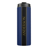 Marine Blauw & Goud Naam Achternaam of Bedrijf Thermosbeker (Voorkant)