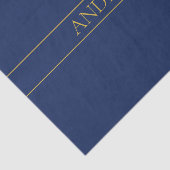 Marine Blauw & Goud Naam Achternaam of Bedrijf Tissuepapier (Detail)
